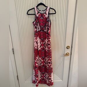 Gianni Bini Red and Black Floral Maxi Dress
